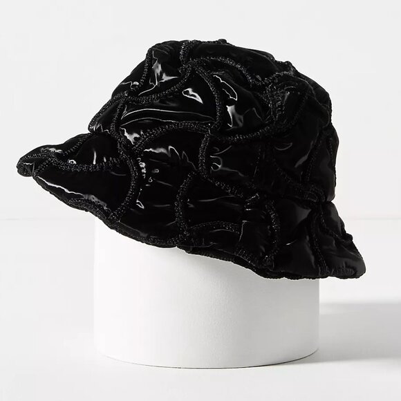Anthropologie Lucky Zone Quilted Bucket Hat In Black NWT - Picture 1 of 10